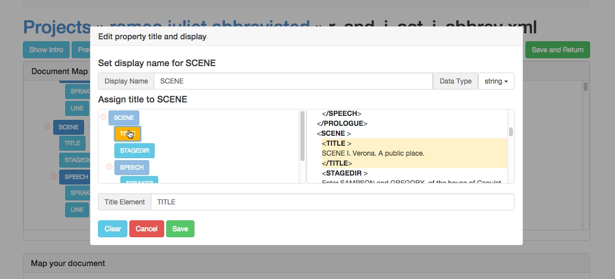 Selecting from the XML for Shakespeare.